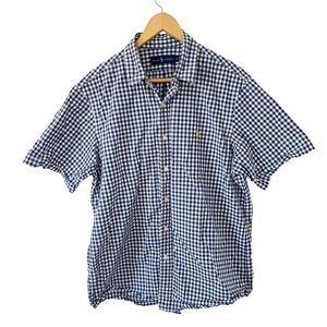 Ralph Lauren Blue Label Navy White Gingham Check Short Sleeve‎ Dress Shirt